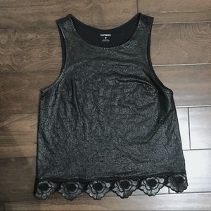 EXPRESS Leather Front Floral Camisole